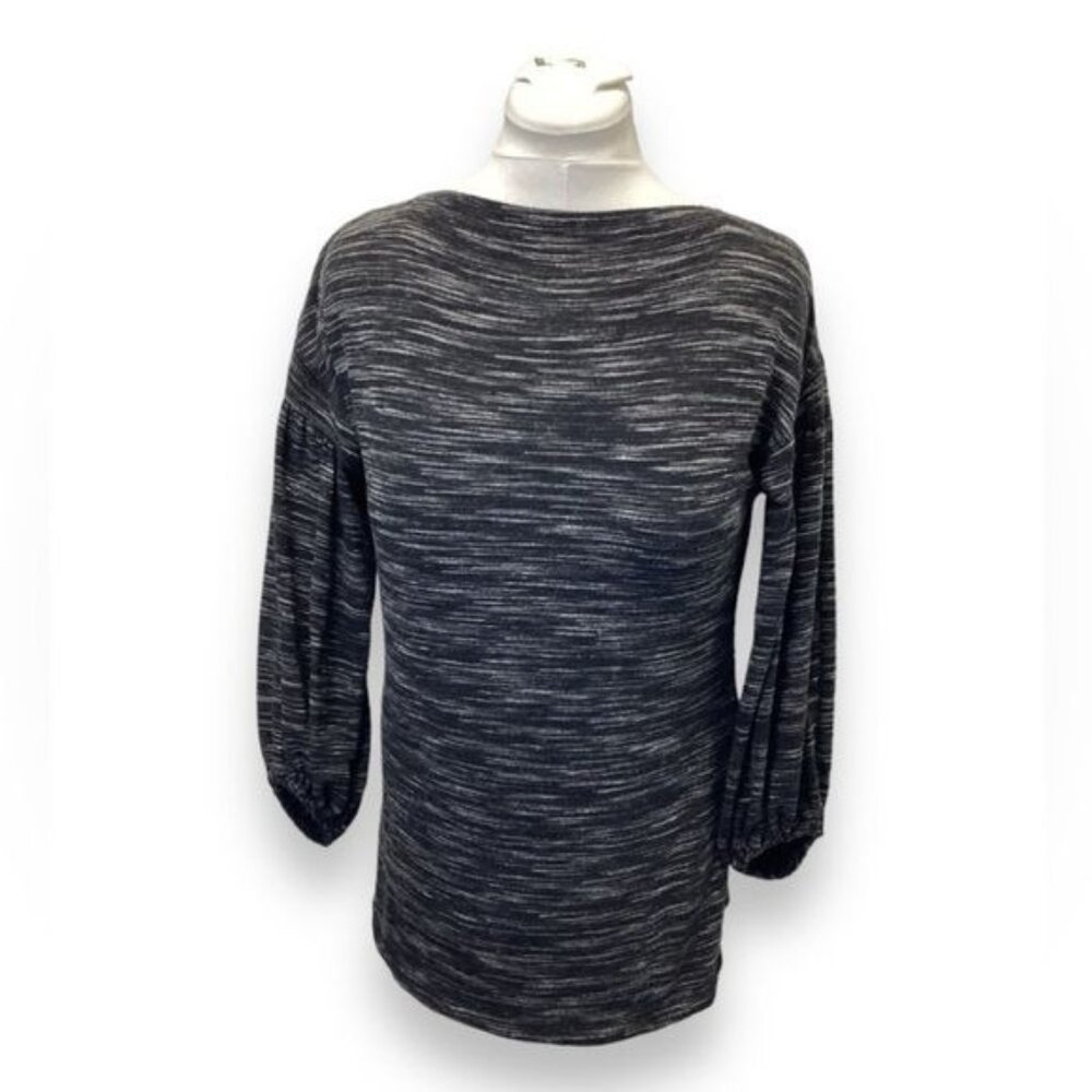 Max Edition Women’s Oversized Balloon Sleeve Marled Sweater, Black, size M